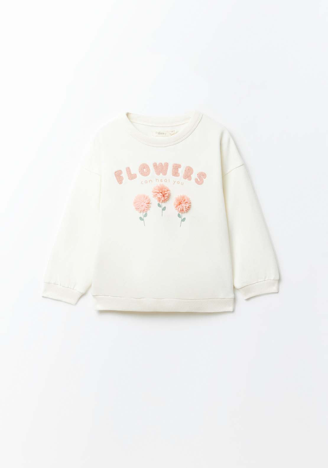 Sfera Flowers and pompoms sweatshirt - Cream 3 Shaws Department Stores