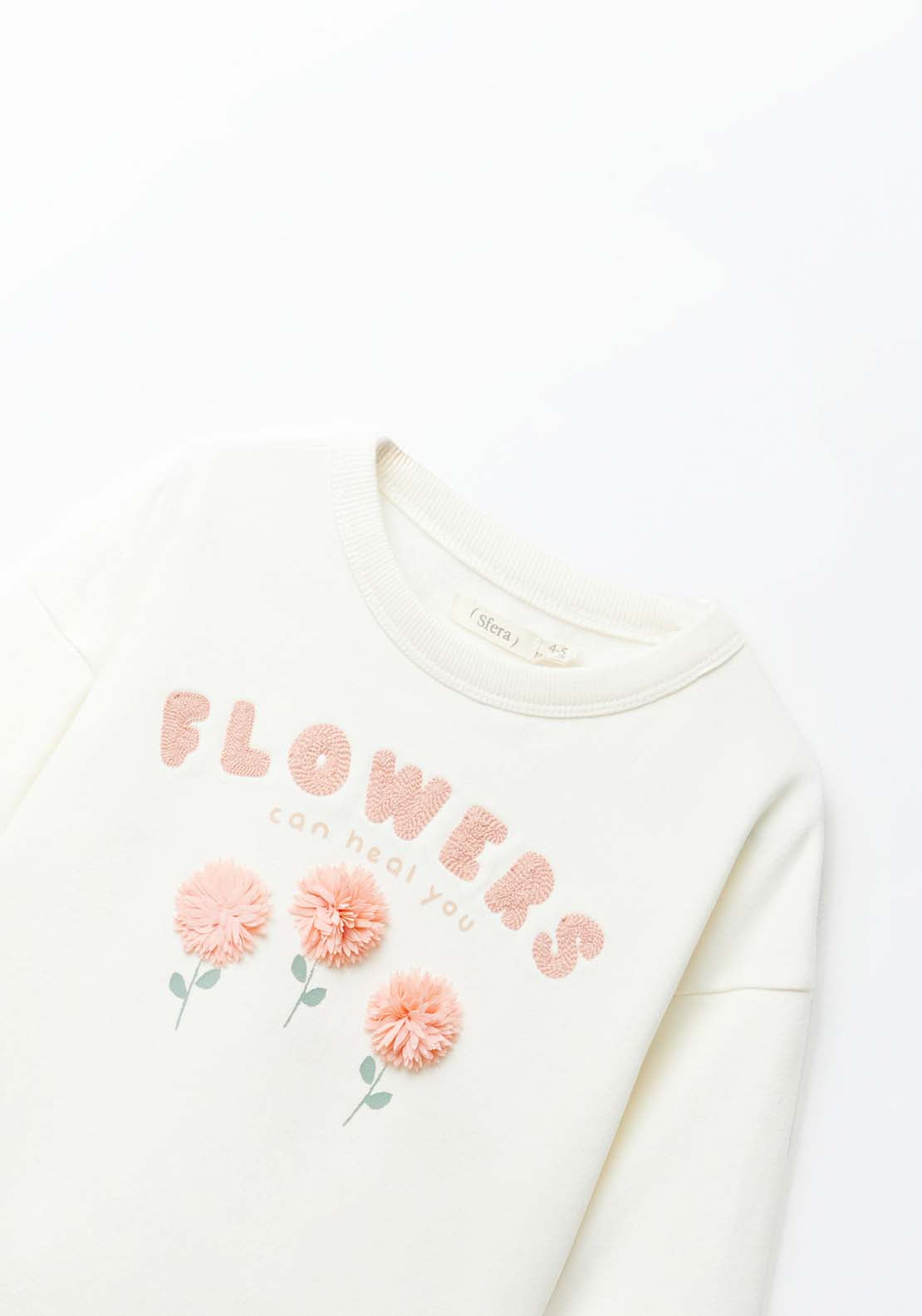 Sfera Flowers and pompoms sweatshirt - Cream 4 Shaws Department Stores