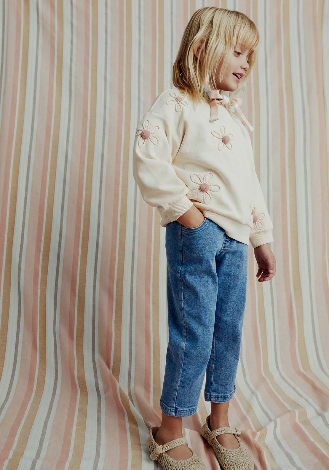 Sfera Flowers sweatshirt - Ivory 1 Shaws Department Stores