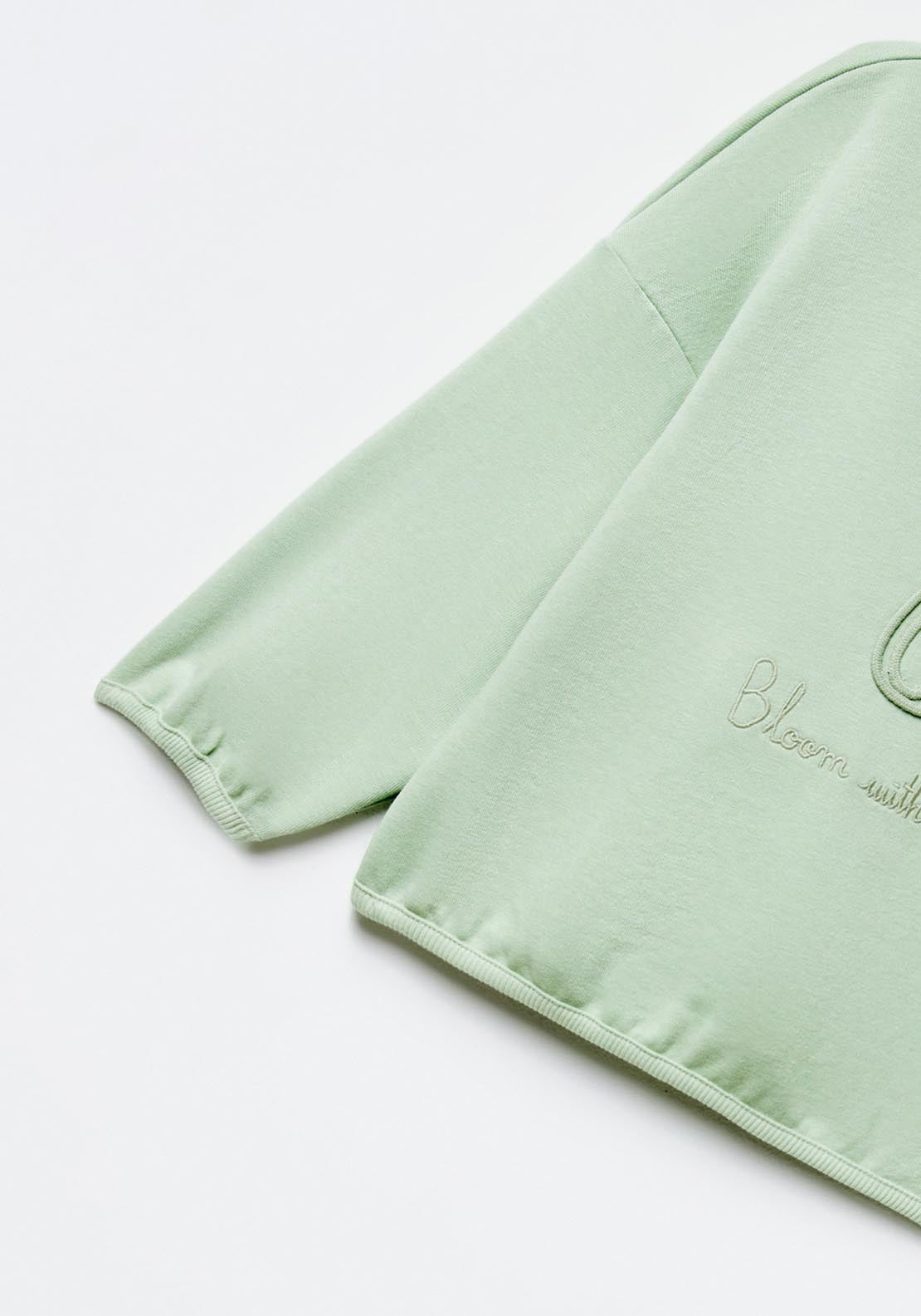 Sfera Cord Embroidered Vase Sweatshirt - Green 3 Shaws Department Stores