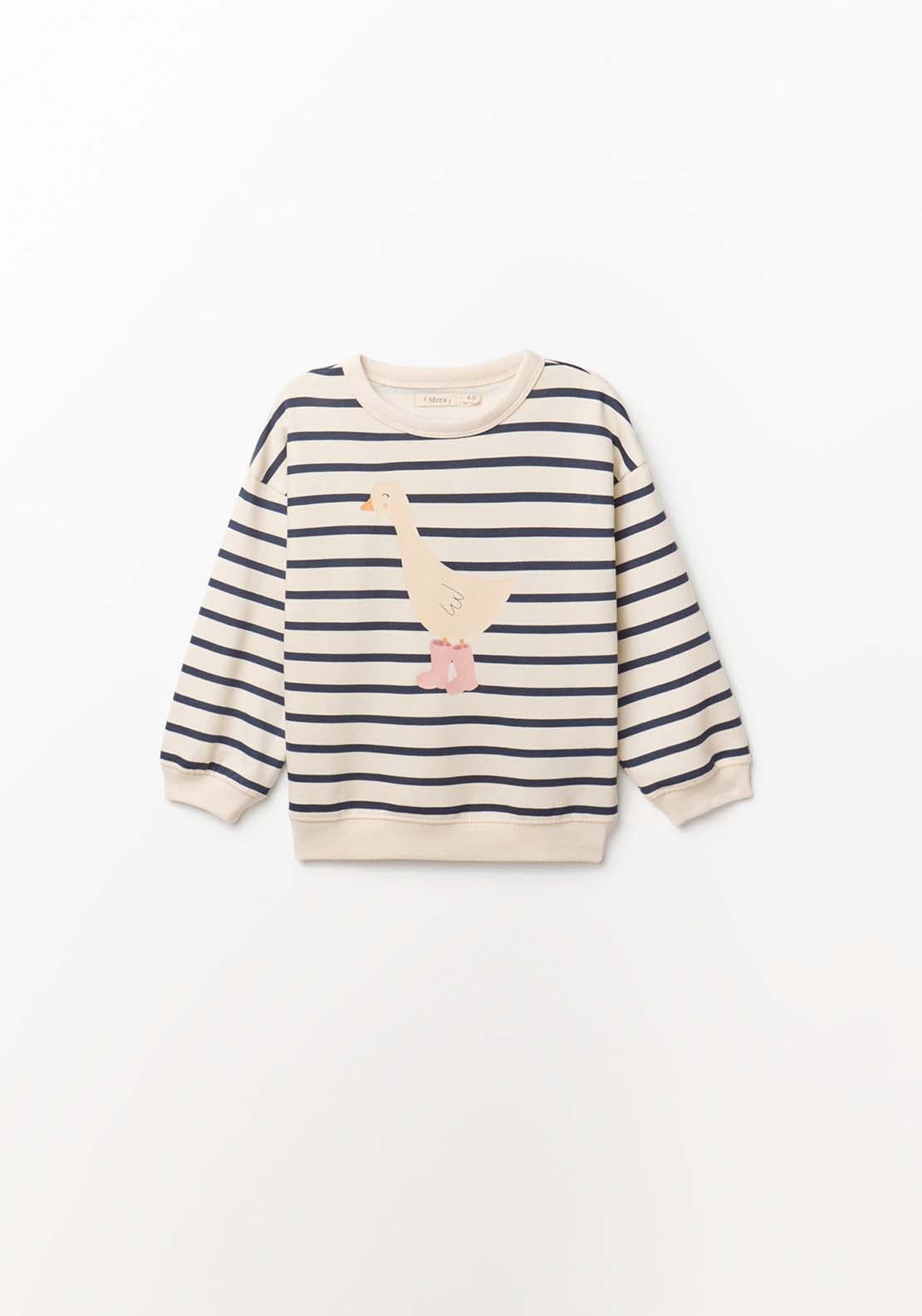 Goose And Stripes Sweatshirt - Cream