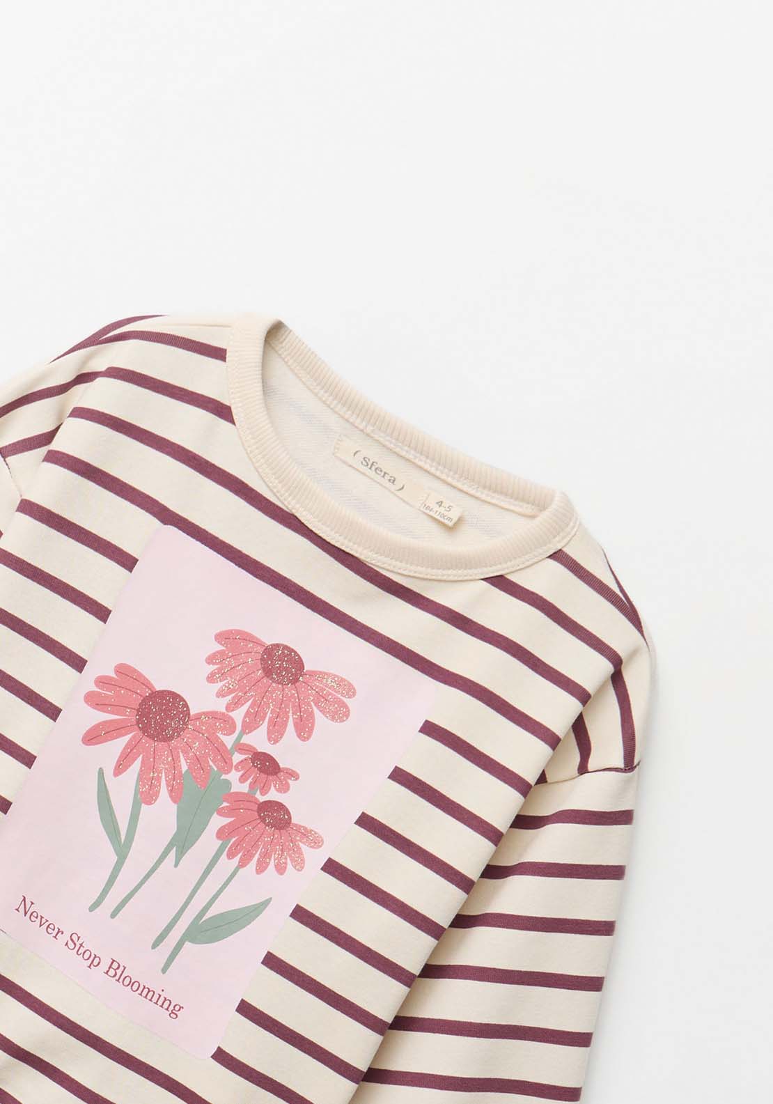 Stripes &amp; Flowers Sweatshirt - Cream