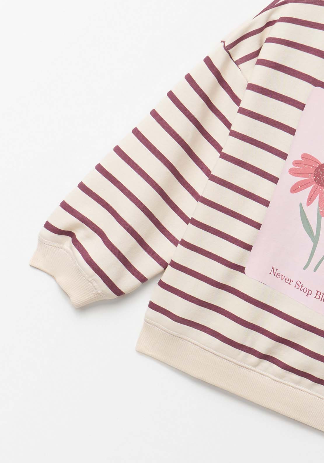 Stripes &amp; Flowers Sweatshirt - Cream