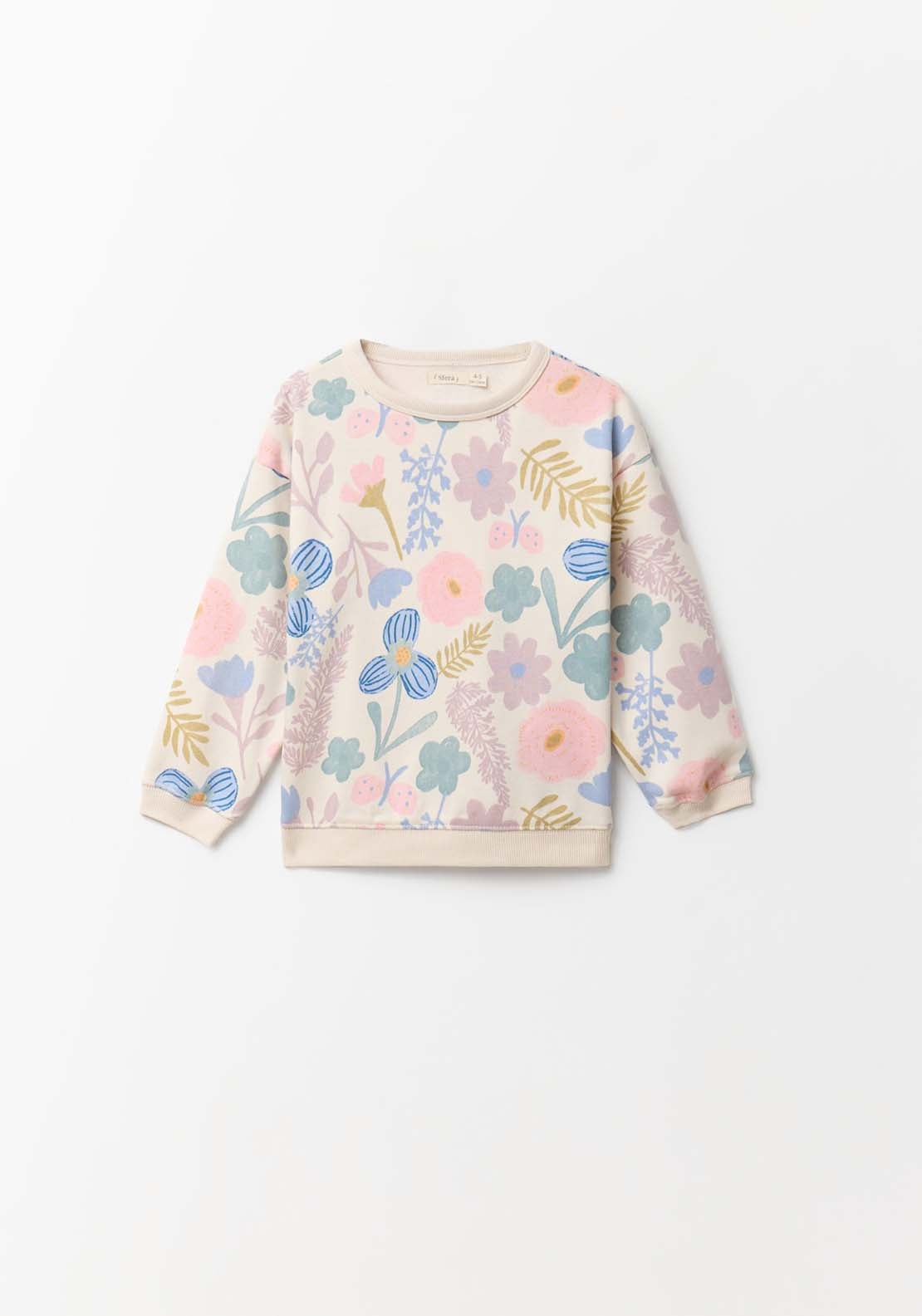 Flowers Printed Sweatshirt - Cream