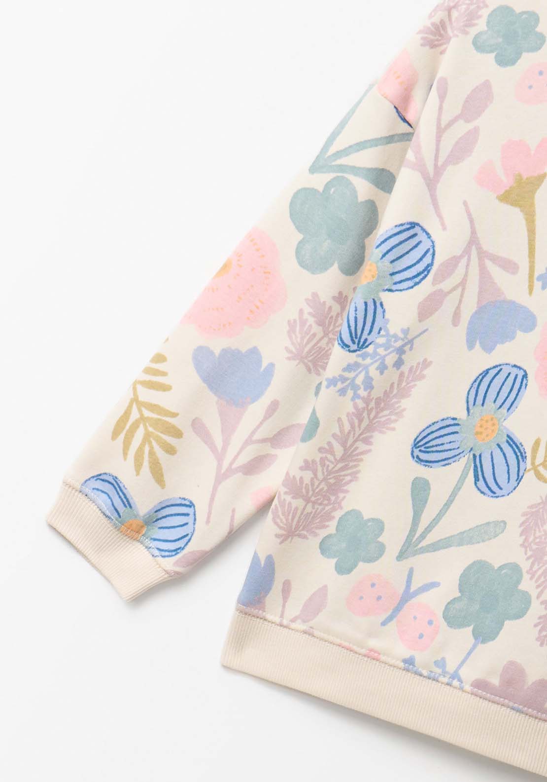 Flowers Printed Sweatshirt - Cream