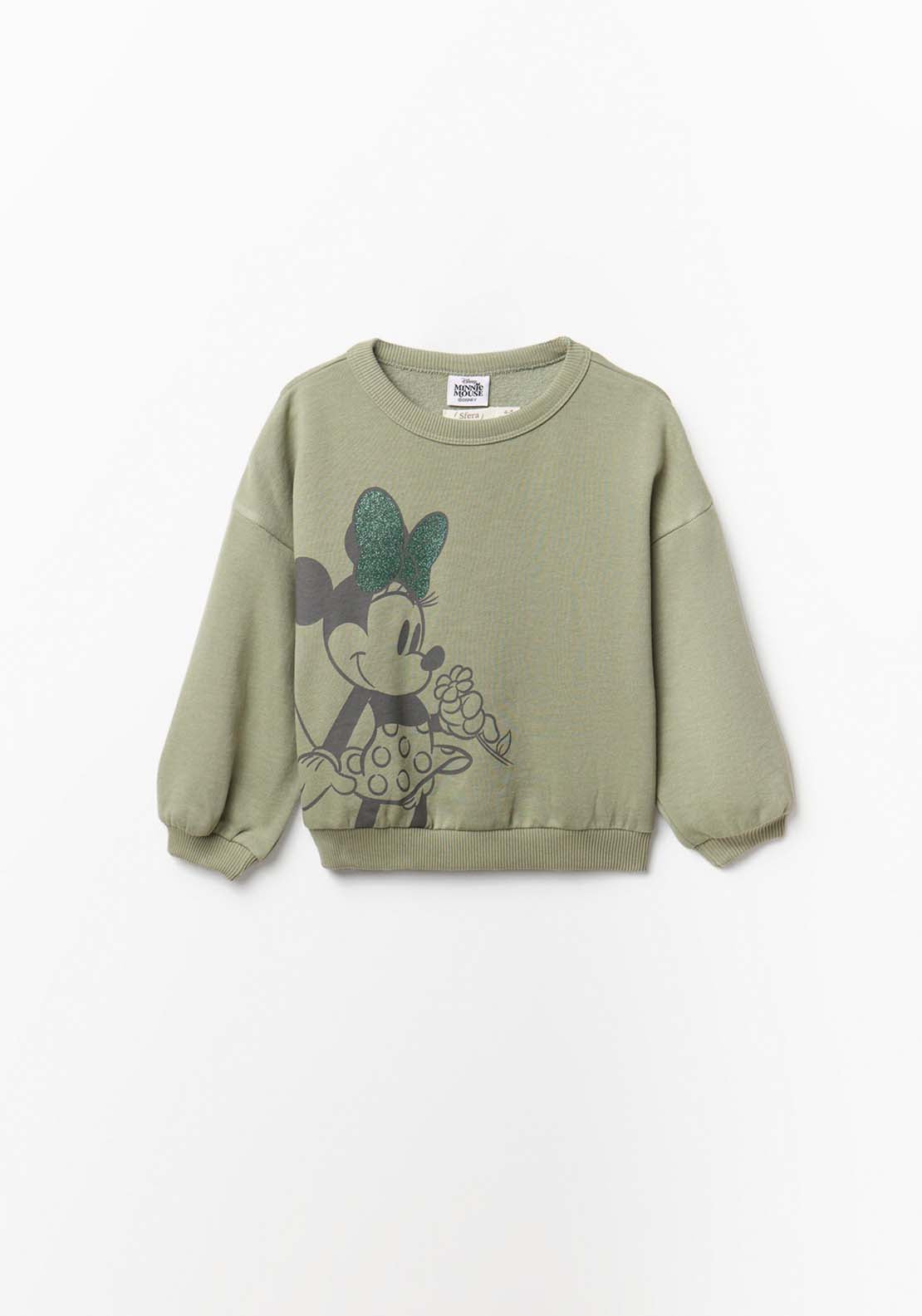 Minnie Mouse Sweatshirt With Puff Sleeves - Green