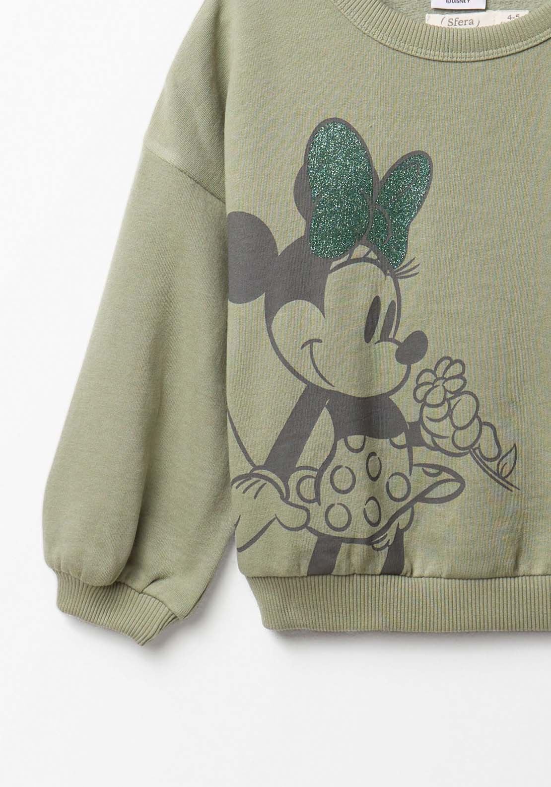 Minnie Mouse Sweatshirt With Puff Sleeves - Green