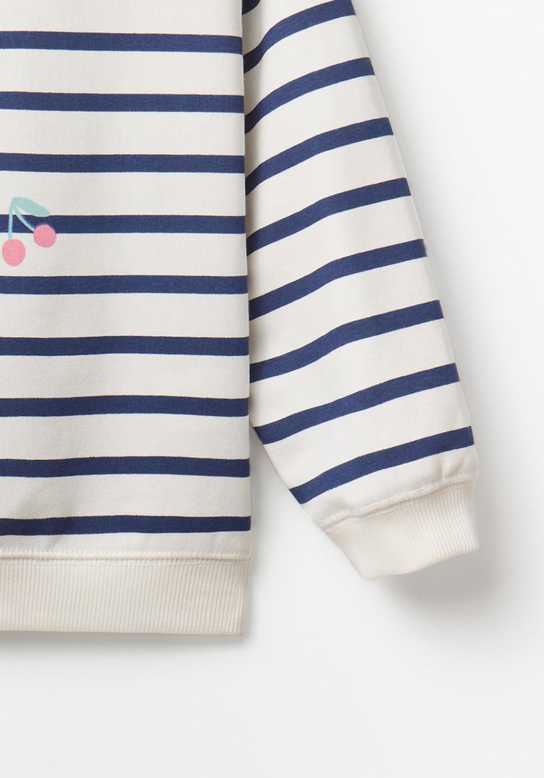 Striped Cherry Sweatshirt - Cream