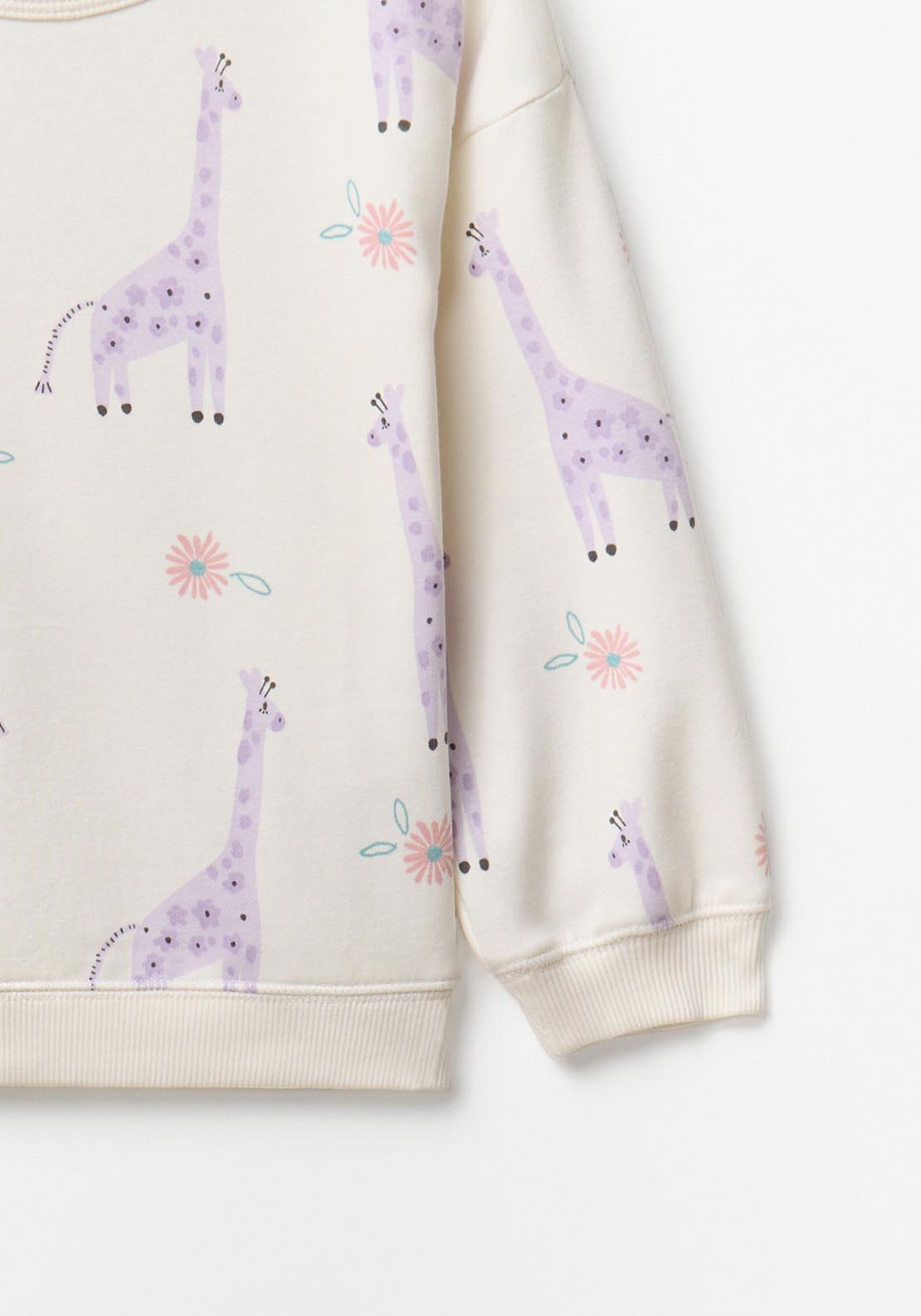 Playful Giraffe Print Sweatshirt - Cream