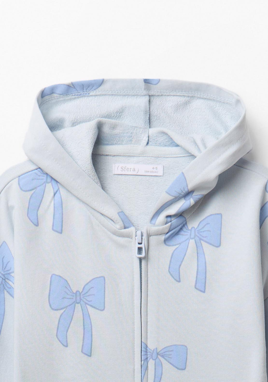 Bow Zip-up Sweatshirt - Blue