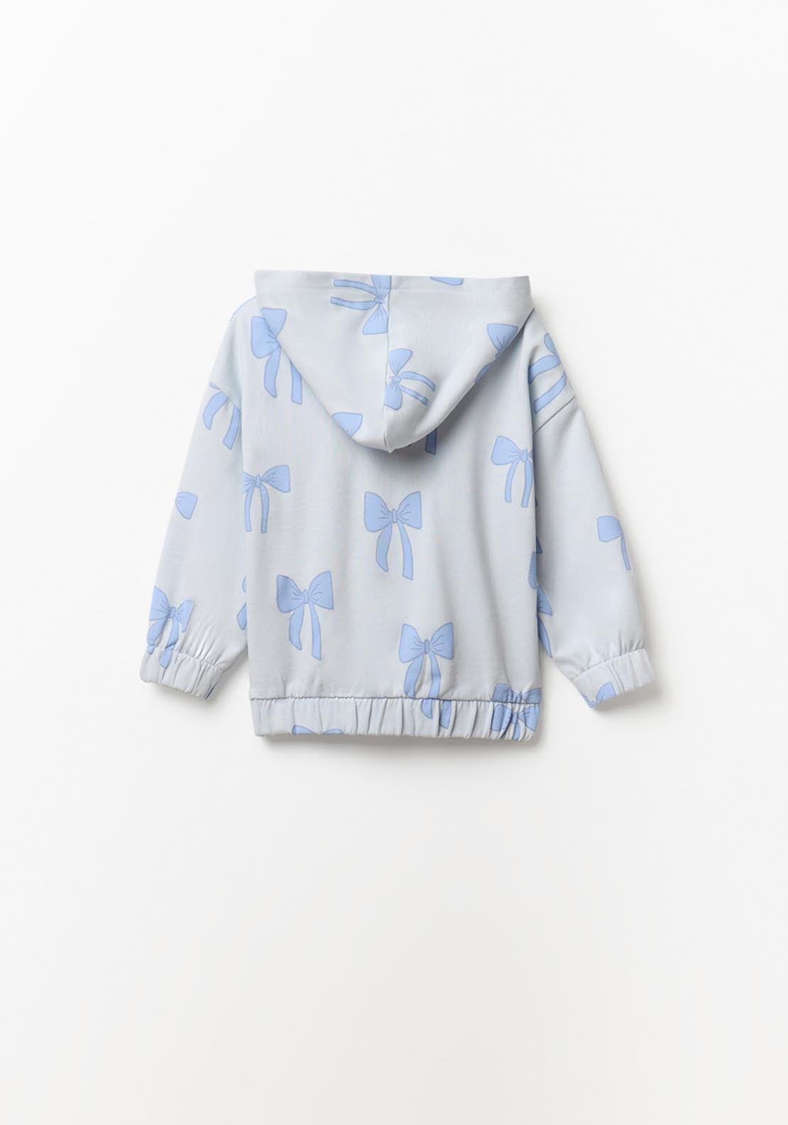 Bow Zip-up Sweatshirt - Blue