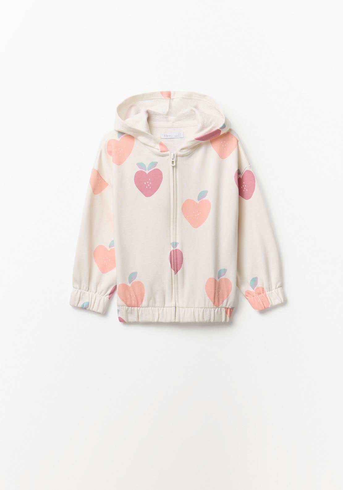 Heart Zip-up Sweatshirt - Cream