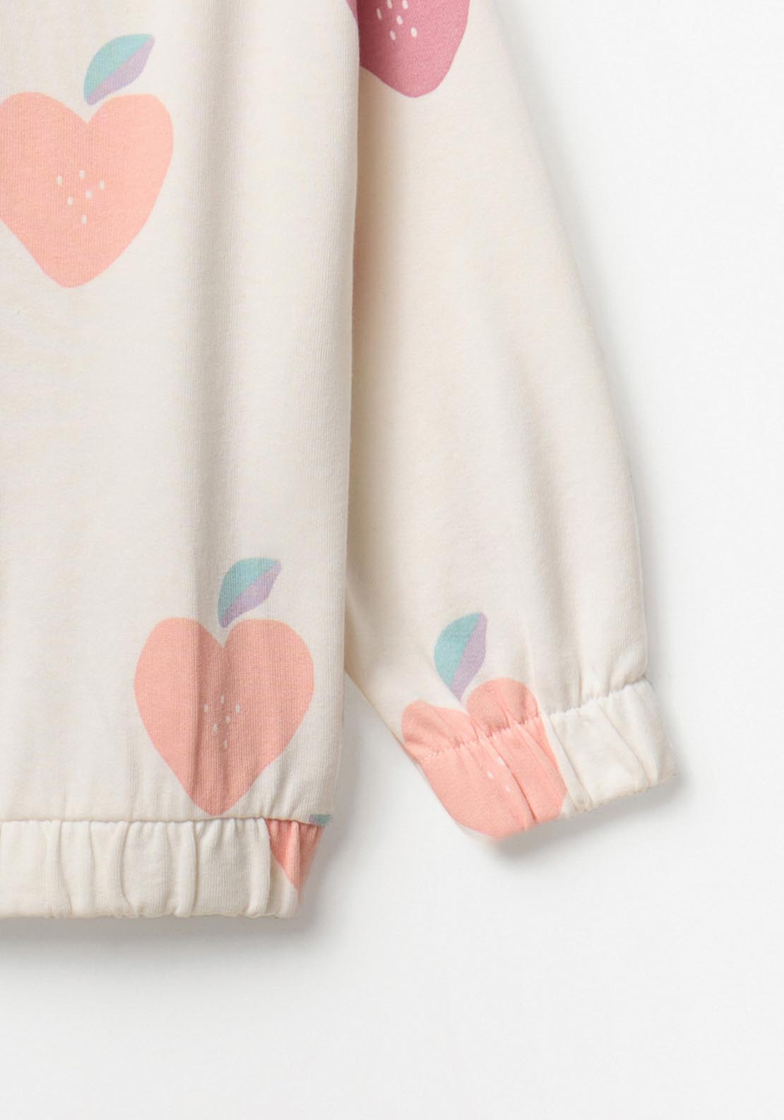 Heart Zip-up Sweatshirt - Cream