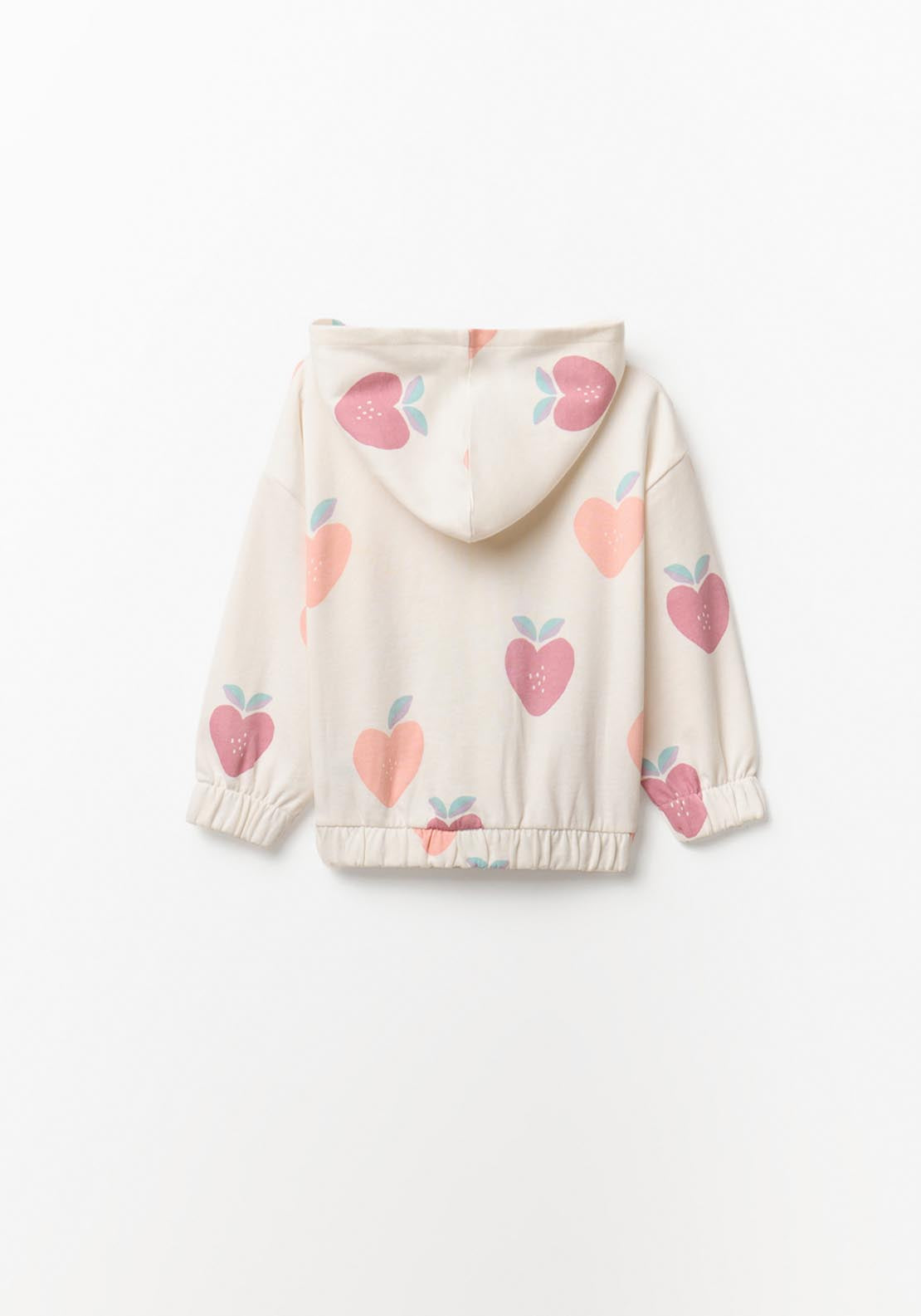 Heart Zip-up Sweatshirt - Cream