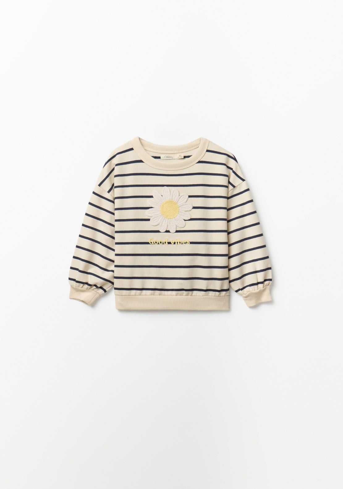 Floral Striped Sweatshirt - Cream