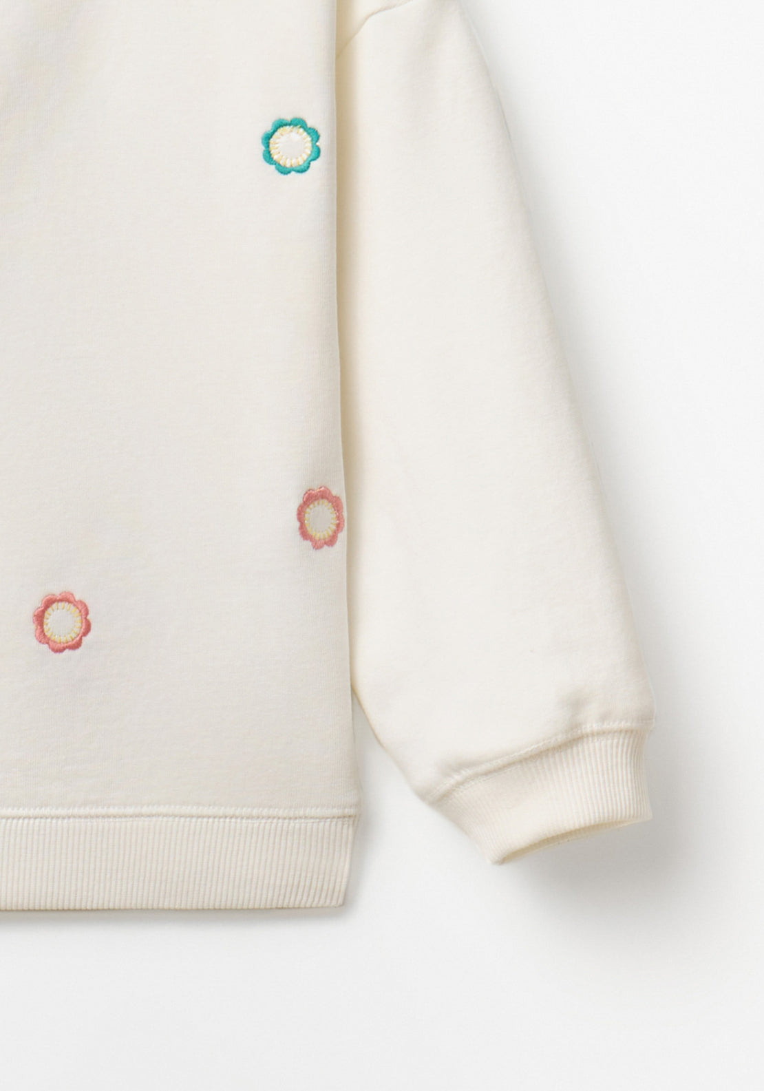 Embroidered Mirror Work Sweatshirt - Cream