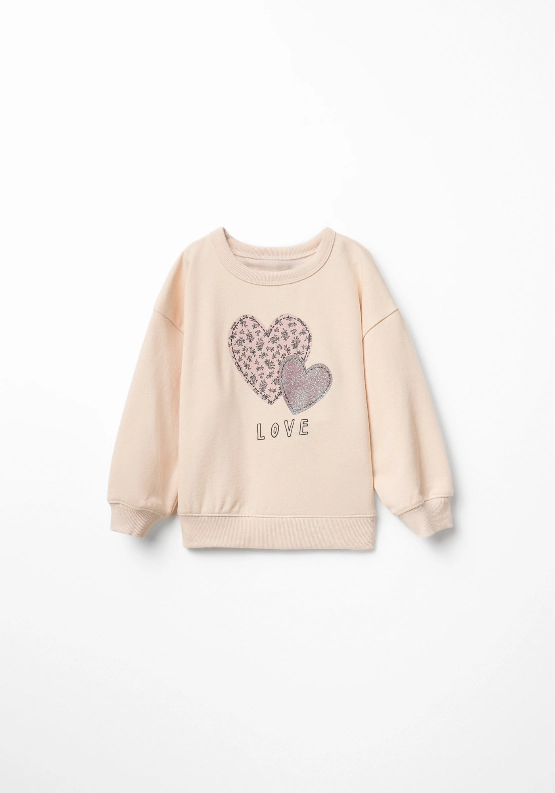 Heart Motif Sweatshirt - Cream