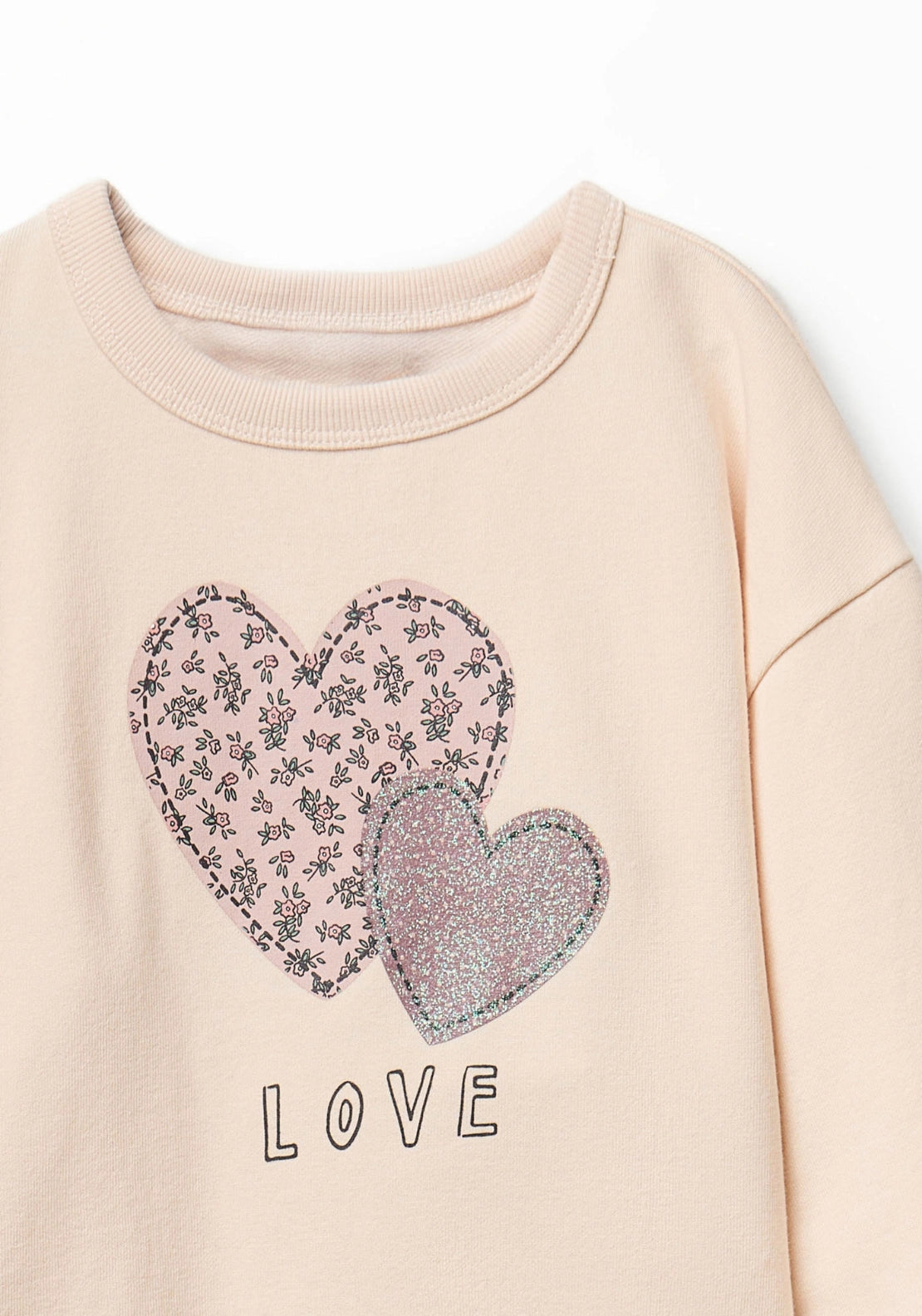 Heart Motif Sweatshirt - Cream