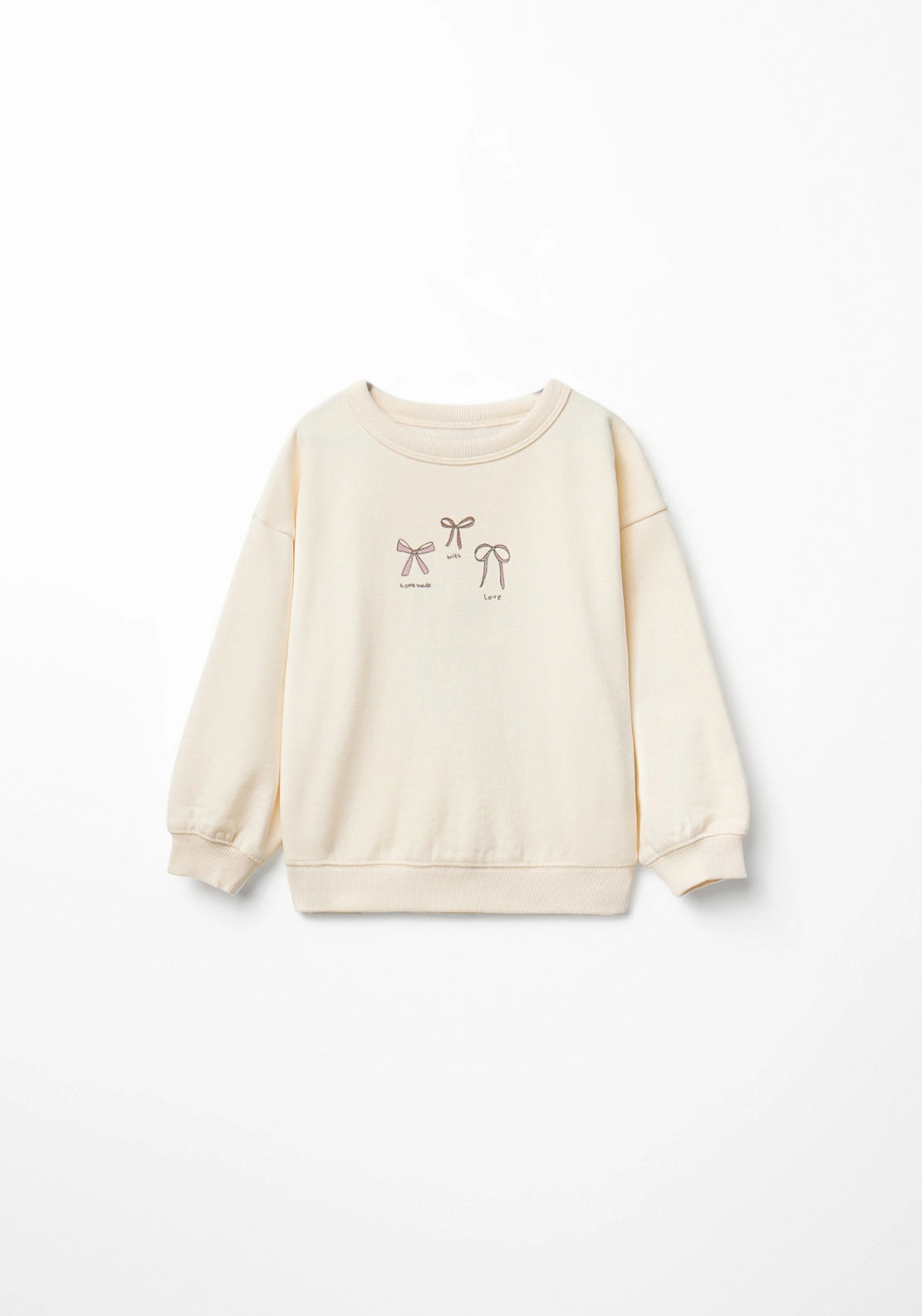 Bow Graphic Sweatshirt - Beige