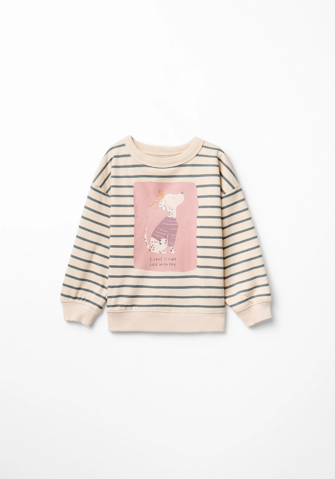 Striped Puppy Sweatshirt - Cream