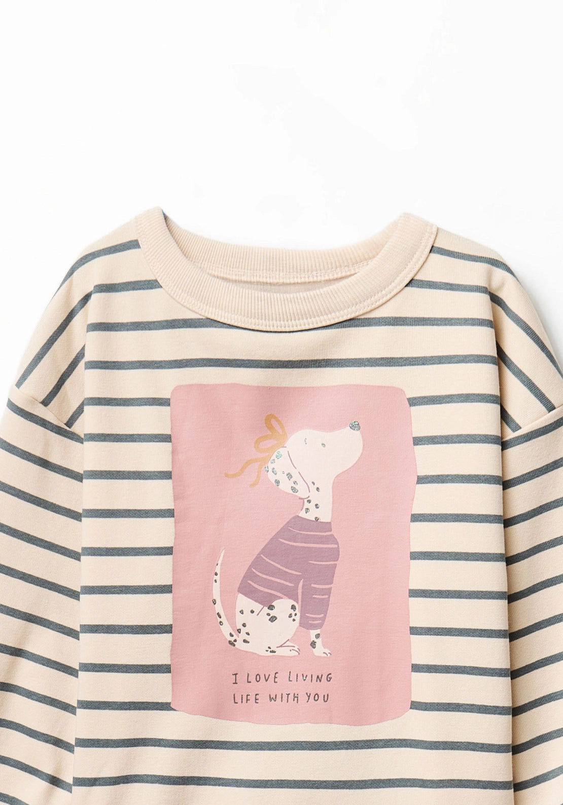 Striped Puppy Sweatshirt - Cream