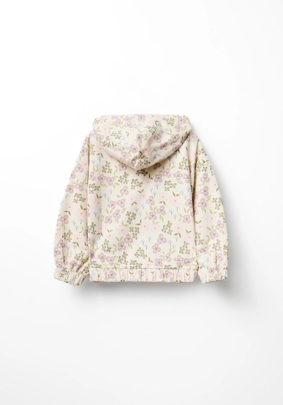 Zip Floral Hoodie - Cream