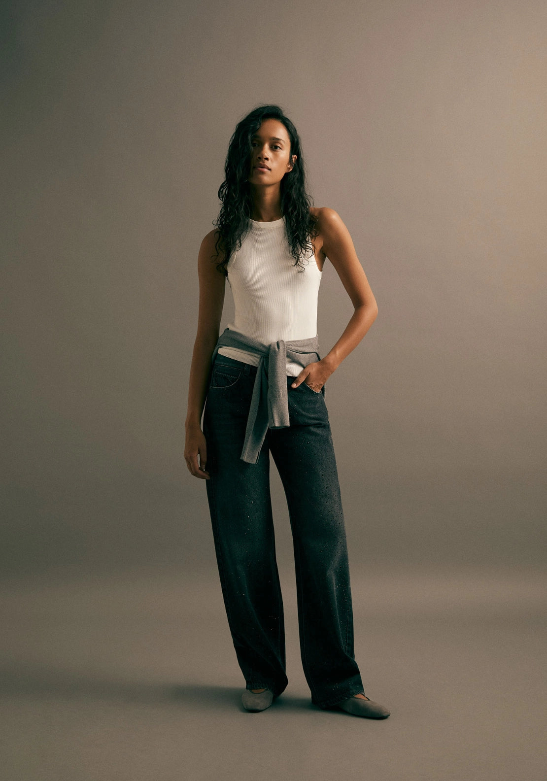Mid Rise Straight Leg Jeans - Denim Medium Blue