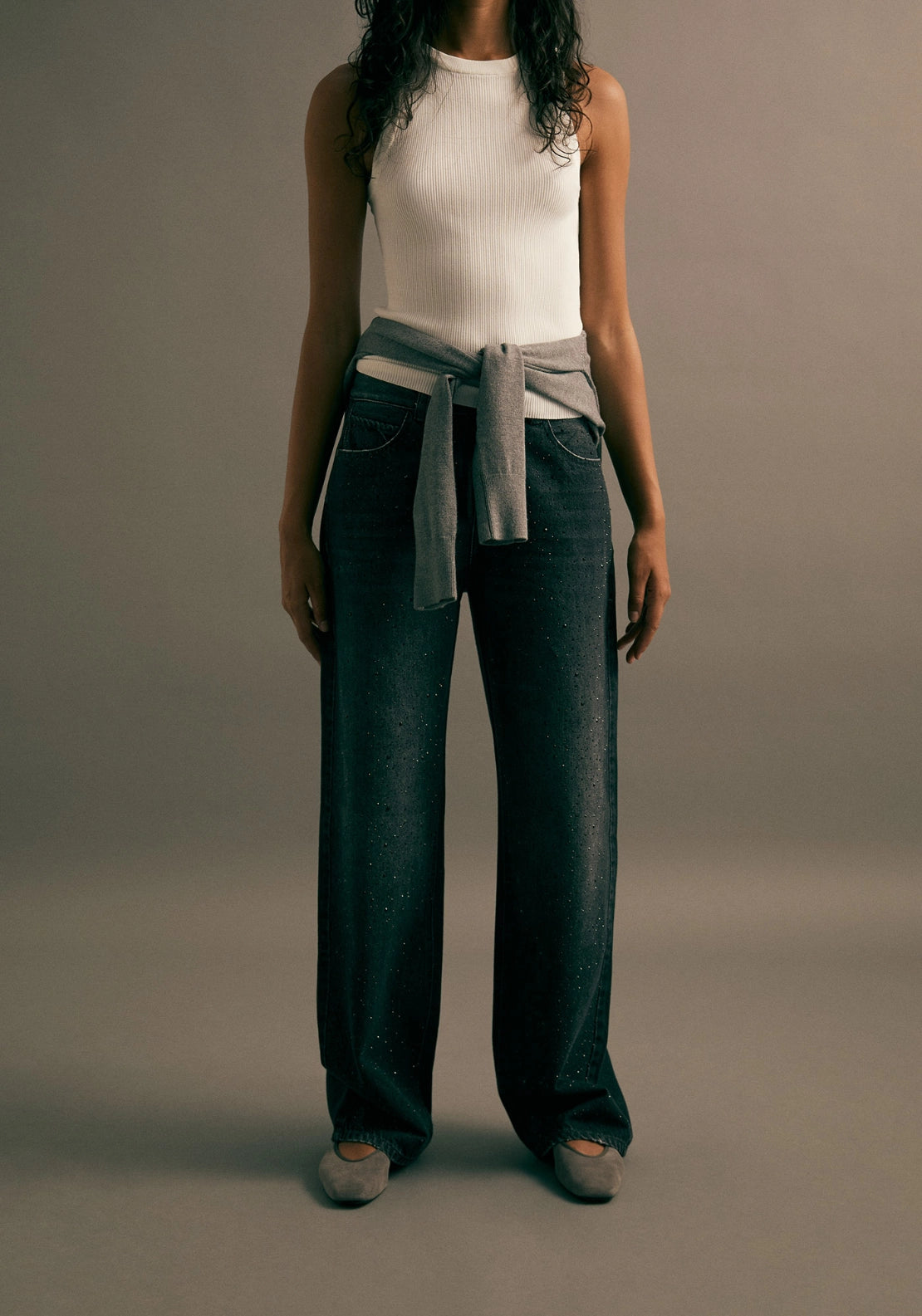 Mid Rise Straight Leg Jeans - Denim Medium Blue