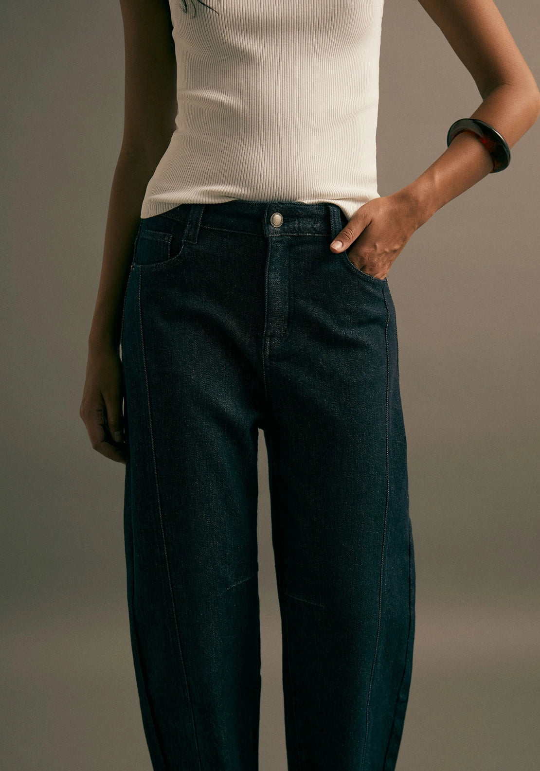 High Rise Barrel Jeans - Denim Rinse