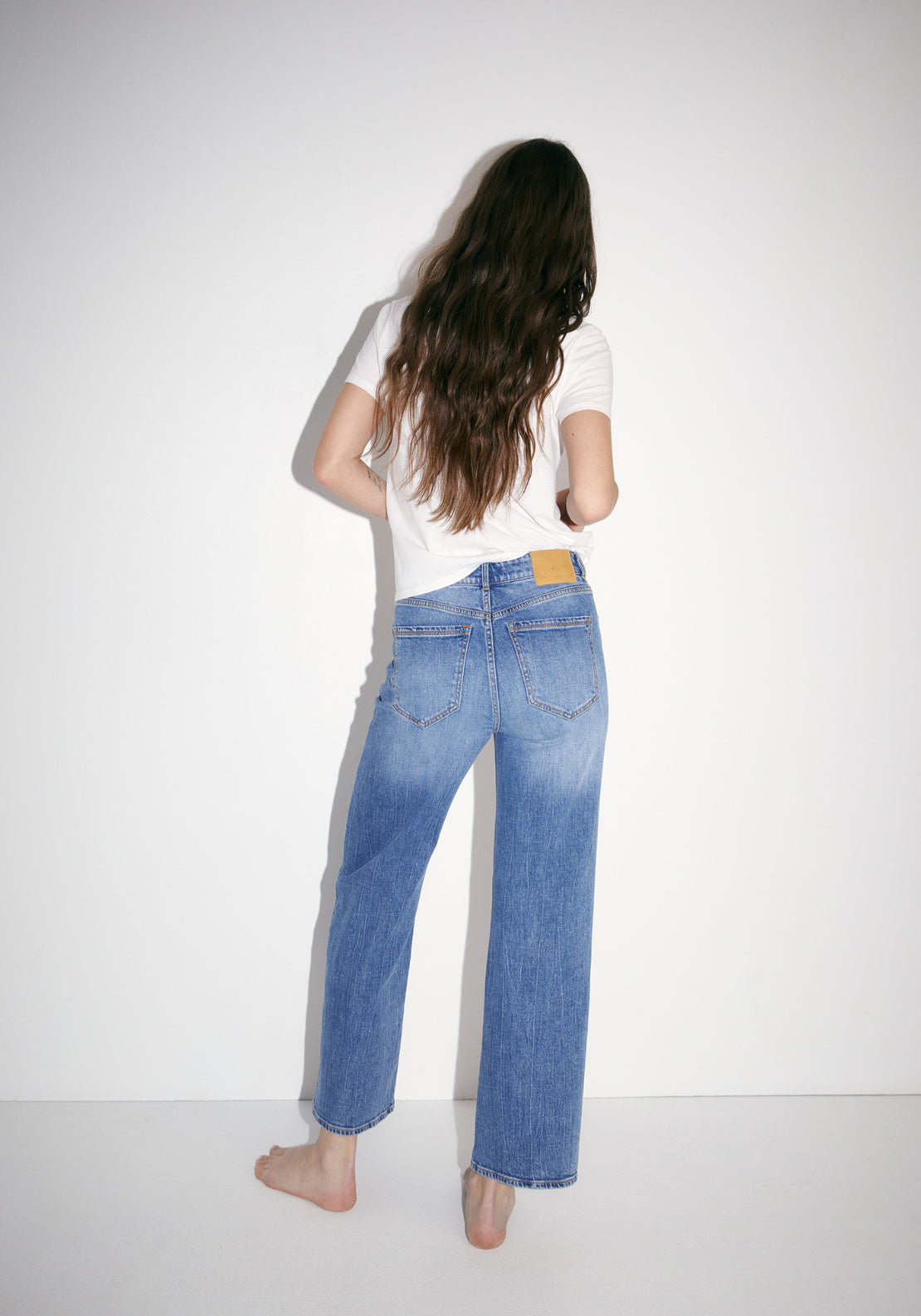 Straight Wide Ankle Jeans - Denim