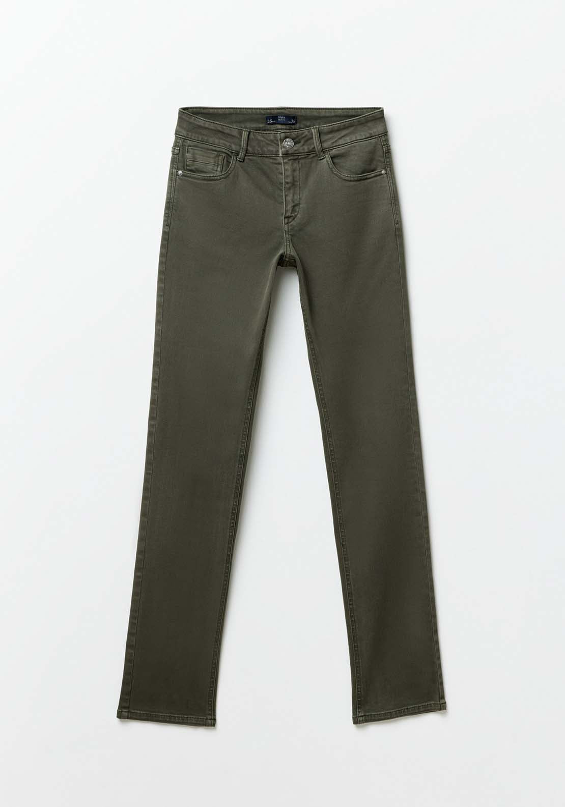 Sfera Basic Straight-Leg Jeans - Khaki Green 6 Shaws Department Stores