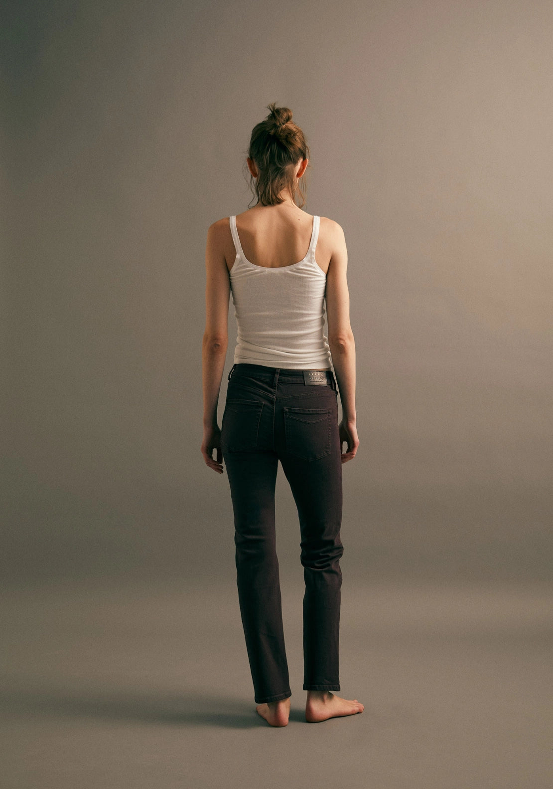 Fitted Straight Leg Jeans - Red