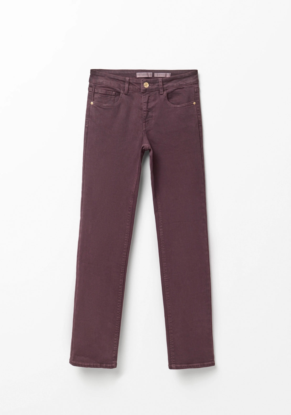 Fitted Straight Leg Jeans - Red
