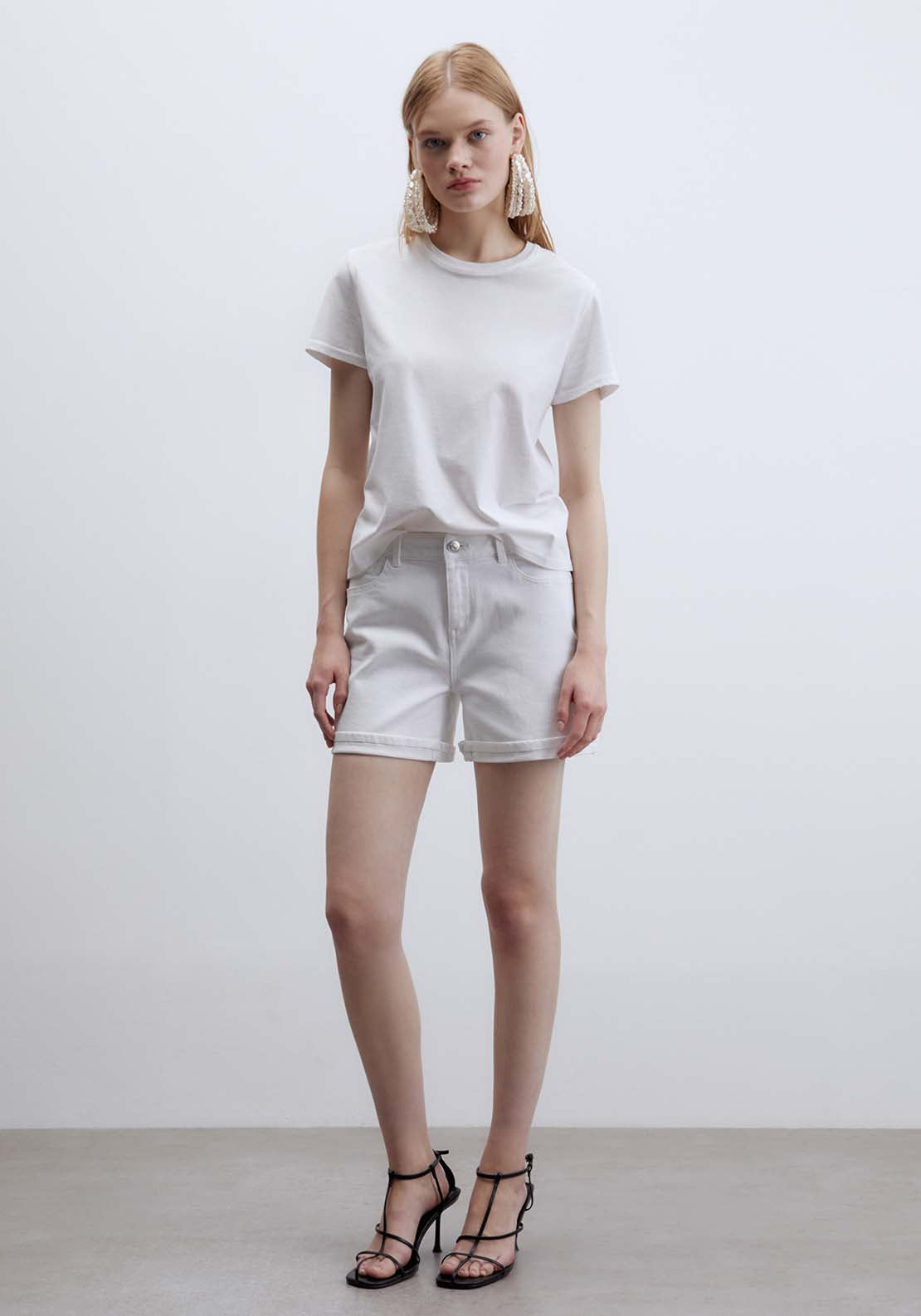 Denim Bermuda Shorts - White