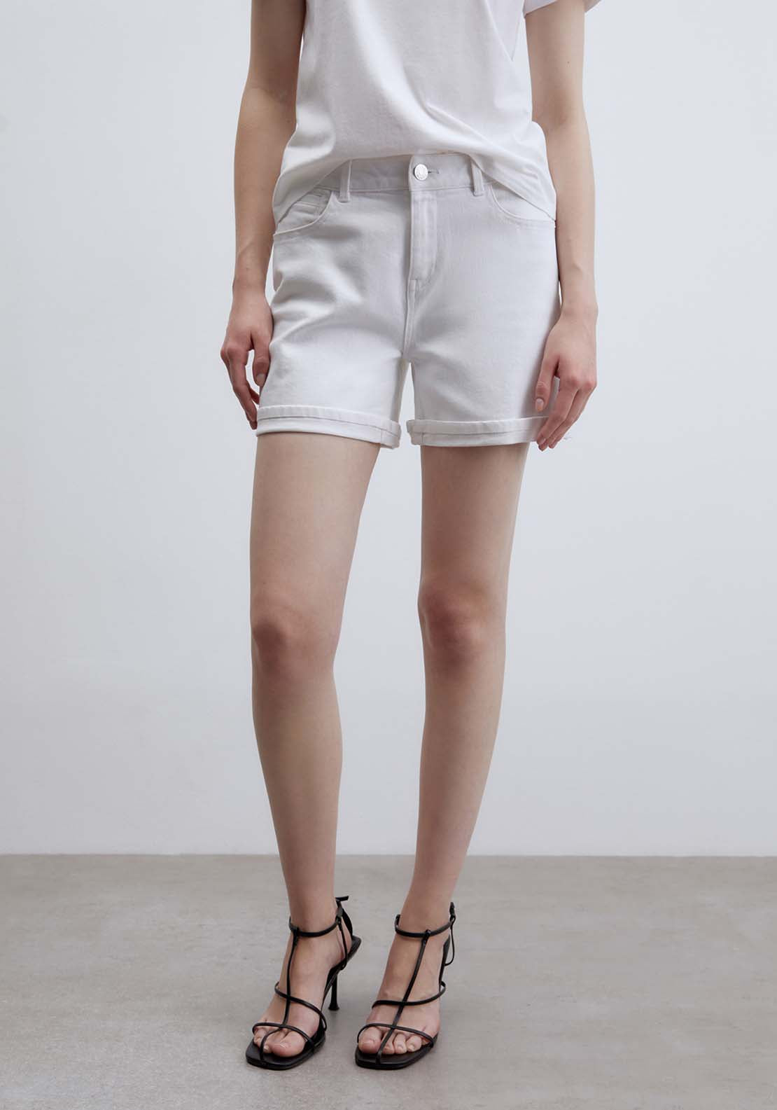 Denim Bermuda Shorts - White