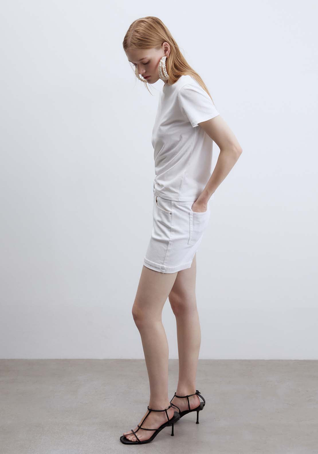 Denim Bermuda Shorts - White