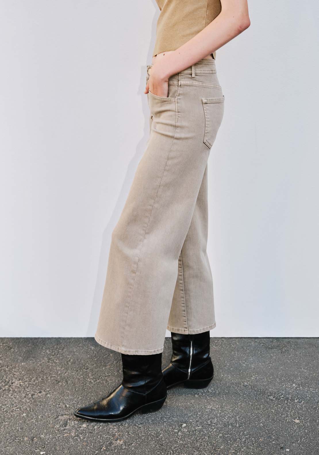 Sfera Slim-fit culotte jeans - Taupe 3 Shaws Department Stores