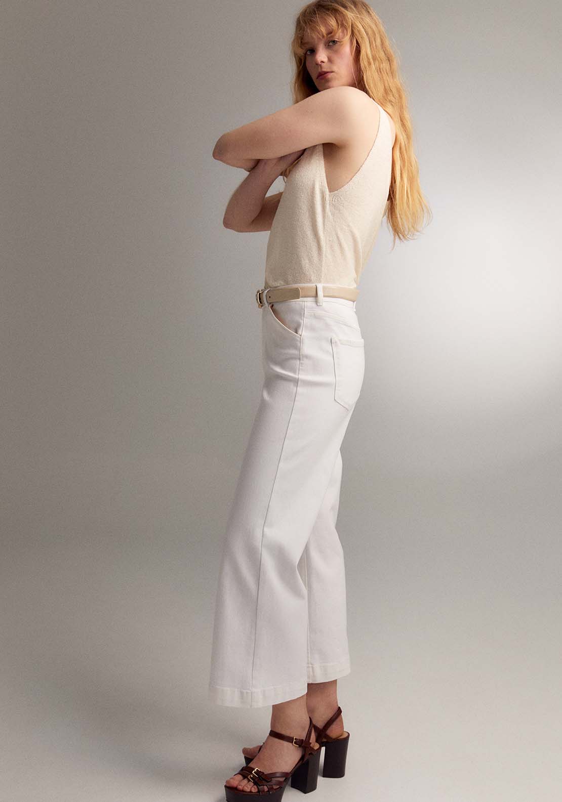 Sfera Slim-Fit Culotte Jeans - White 3 Shaws Department Stores