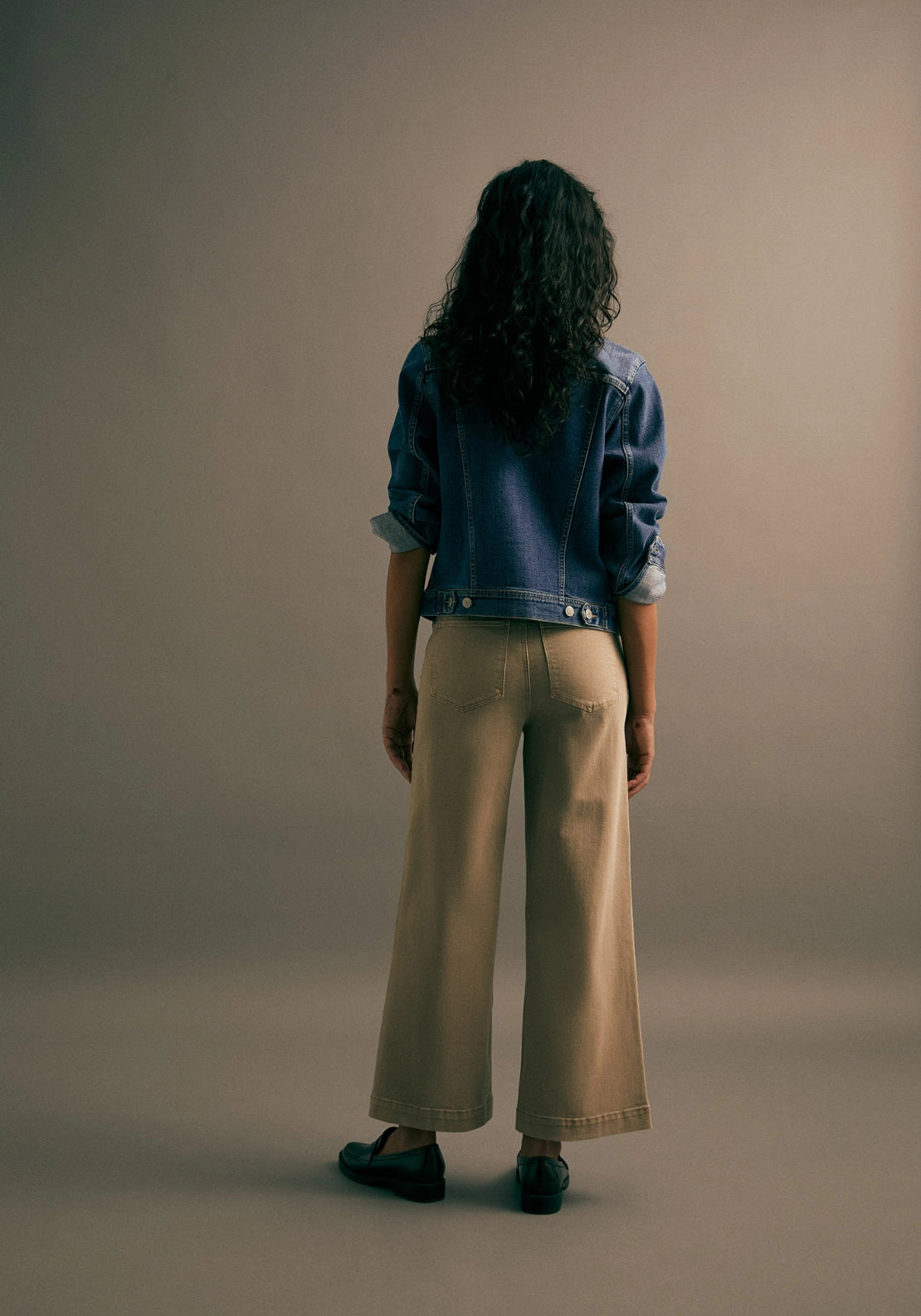 High Rise Culotte Jeans - Beige