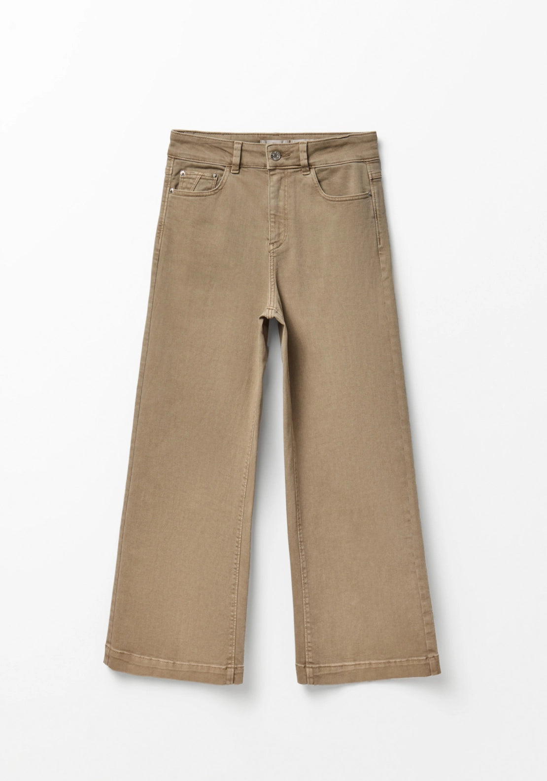 High Rise Culotte Jeans - Beige
