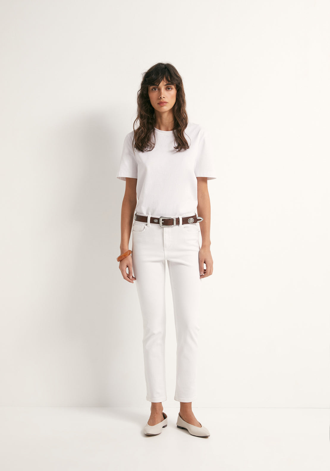 Mid Rise Cigarette Jeans - White