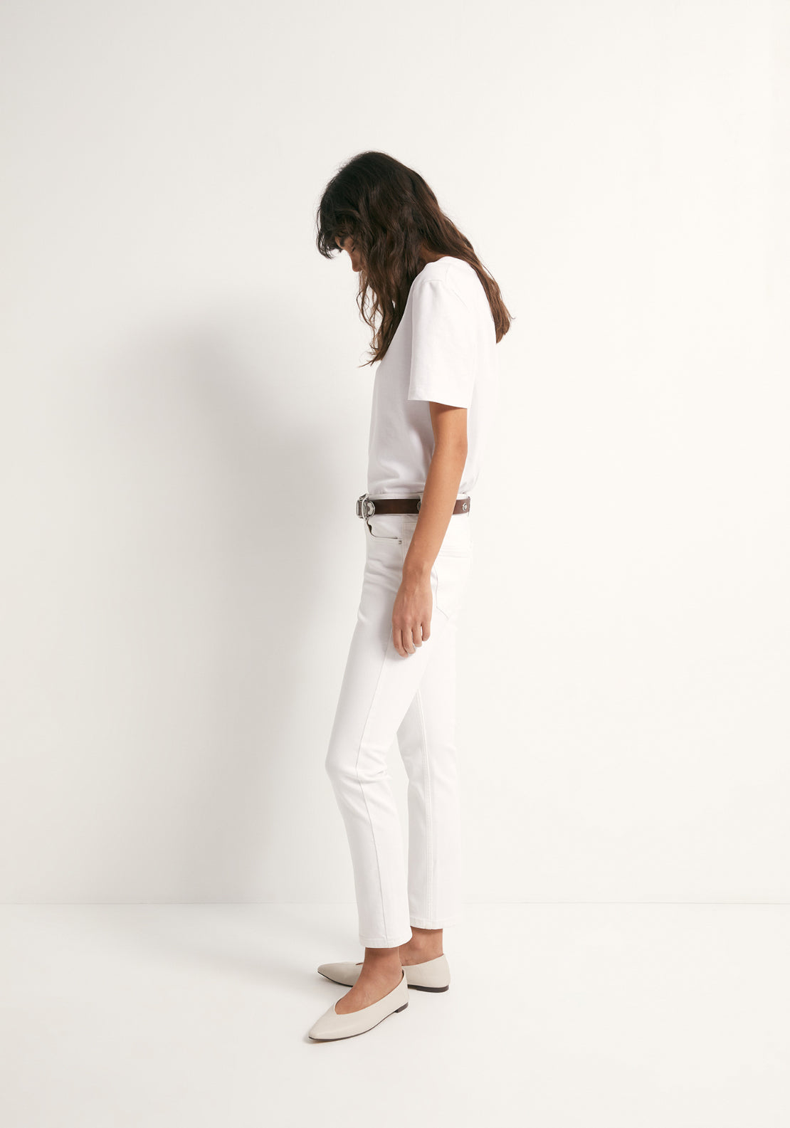 Mid Rise Cigarette Jeans - White