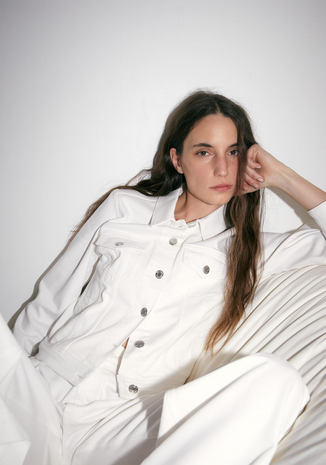 Straight Cut Denim Jacket - White