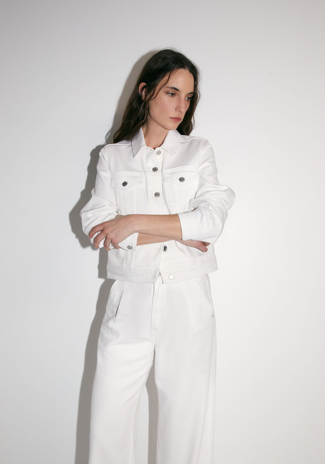 Straight Cut Denim Jacket - White