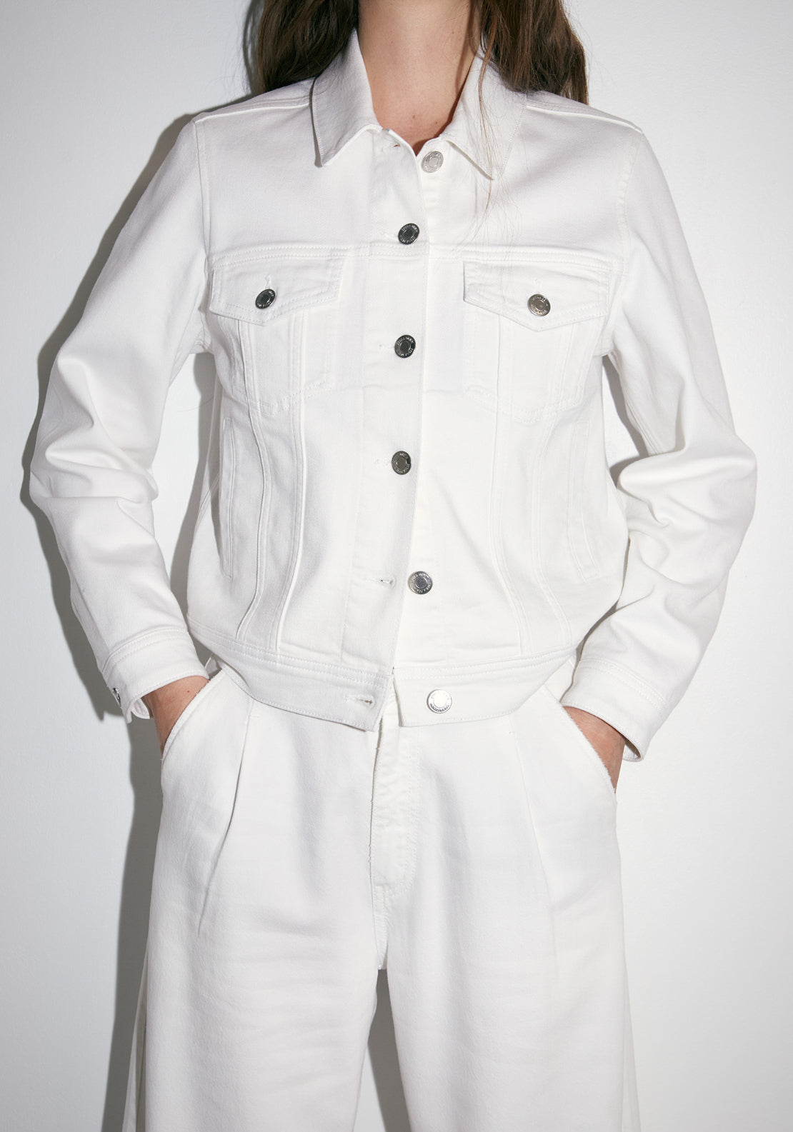 Straight Cut Denim Jacket - White