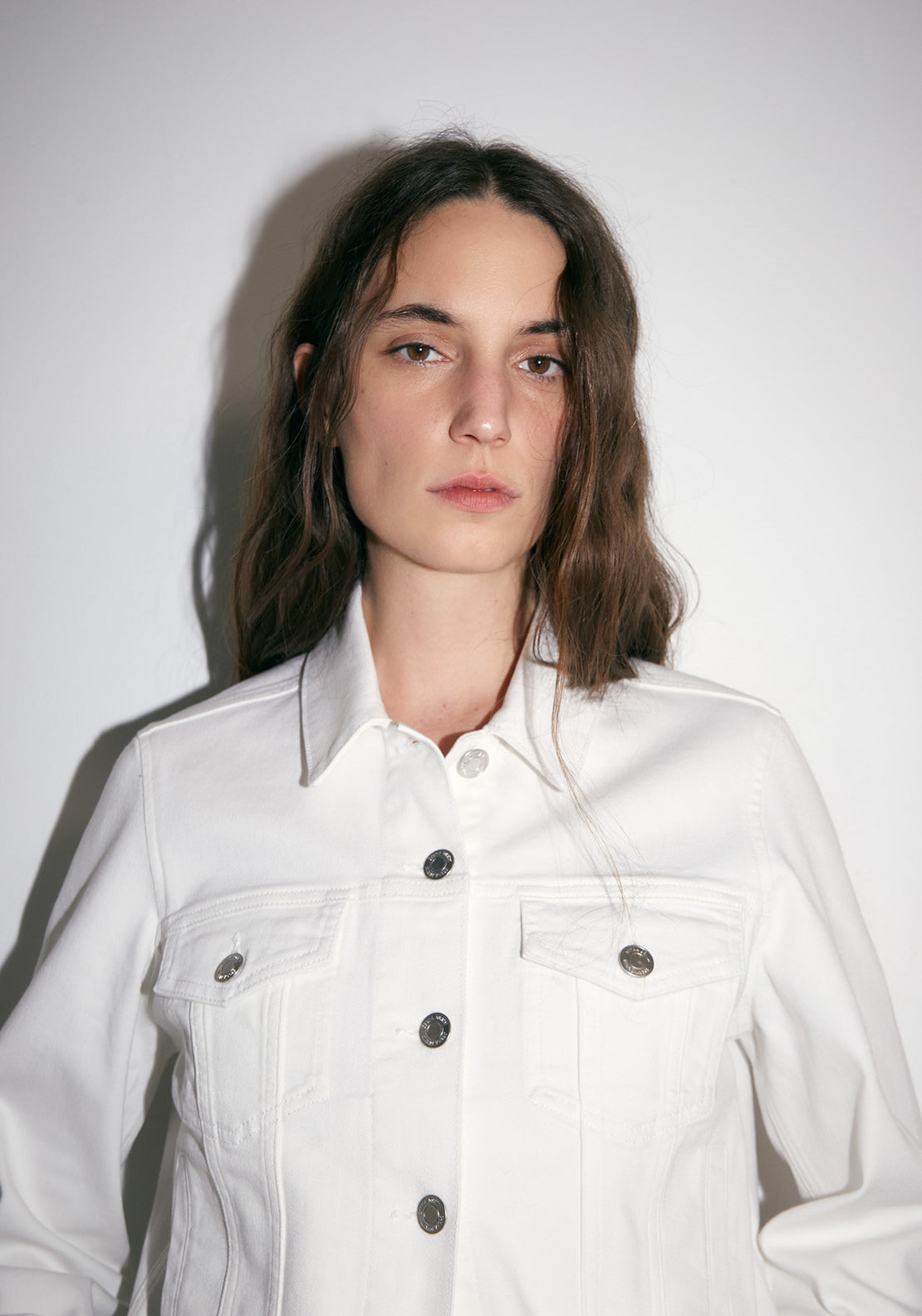 Straight Cut Denim Jacket - White