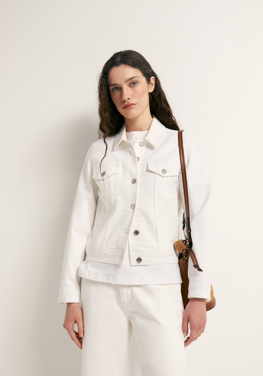 Straight Cut Denim Jacket - White
