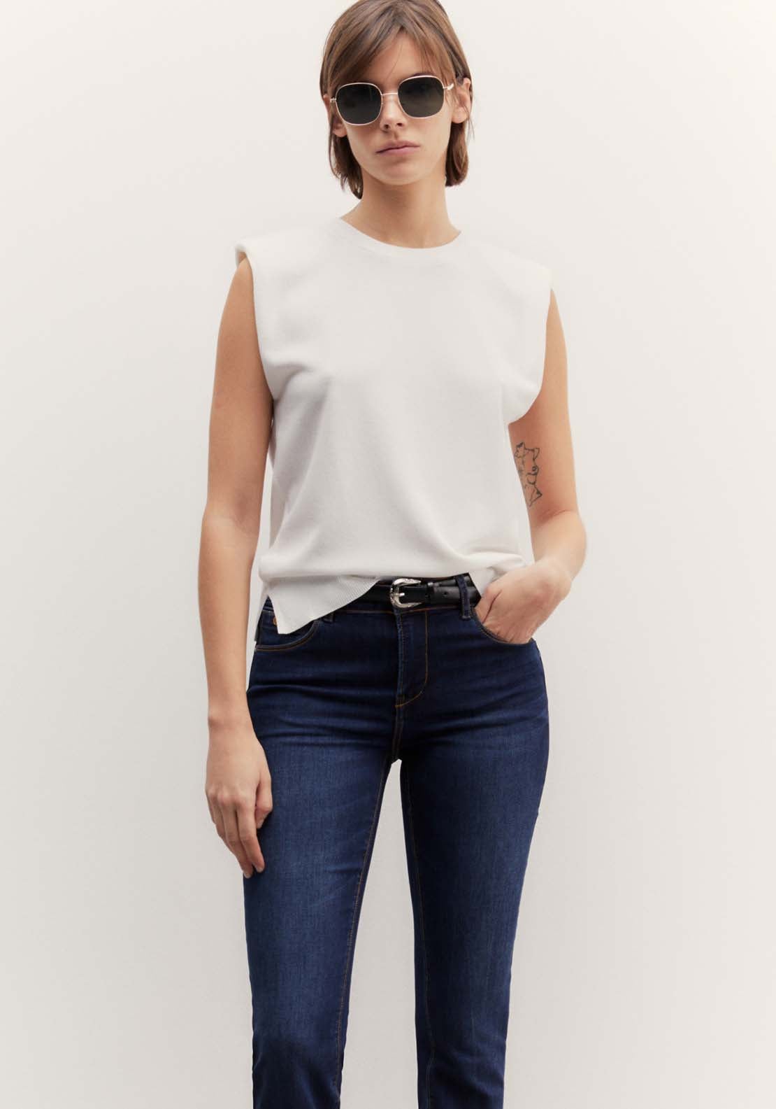 Sfera Basic straight-leg jeans - Washed Green 4 Shaws Department Stores