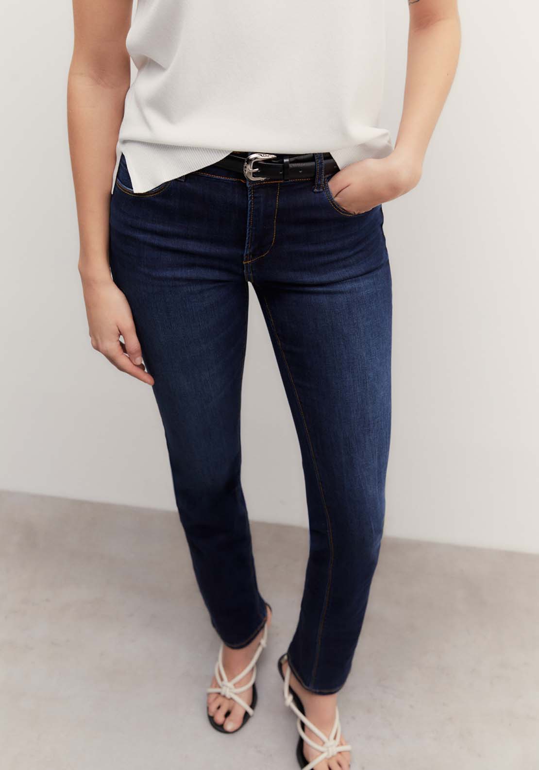 Sfera Basic straight-leg jeans - Washed Green 1 Shaws Department Stores