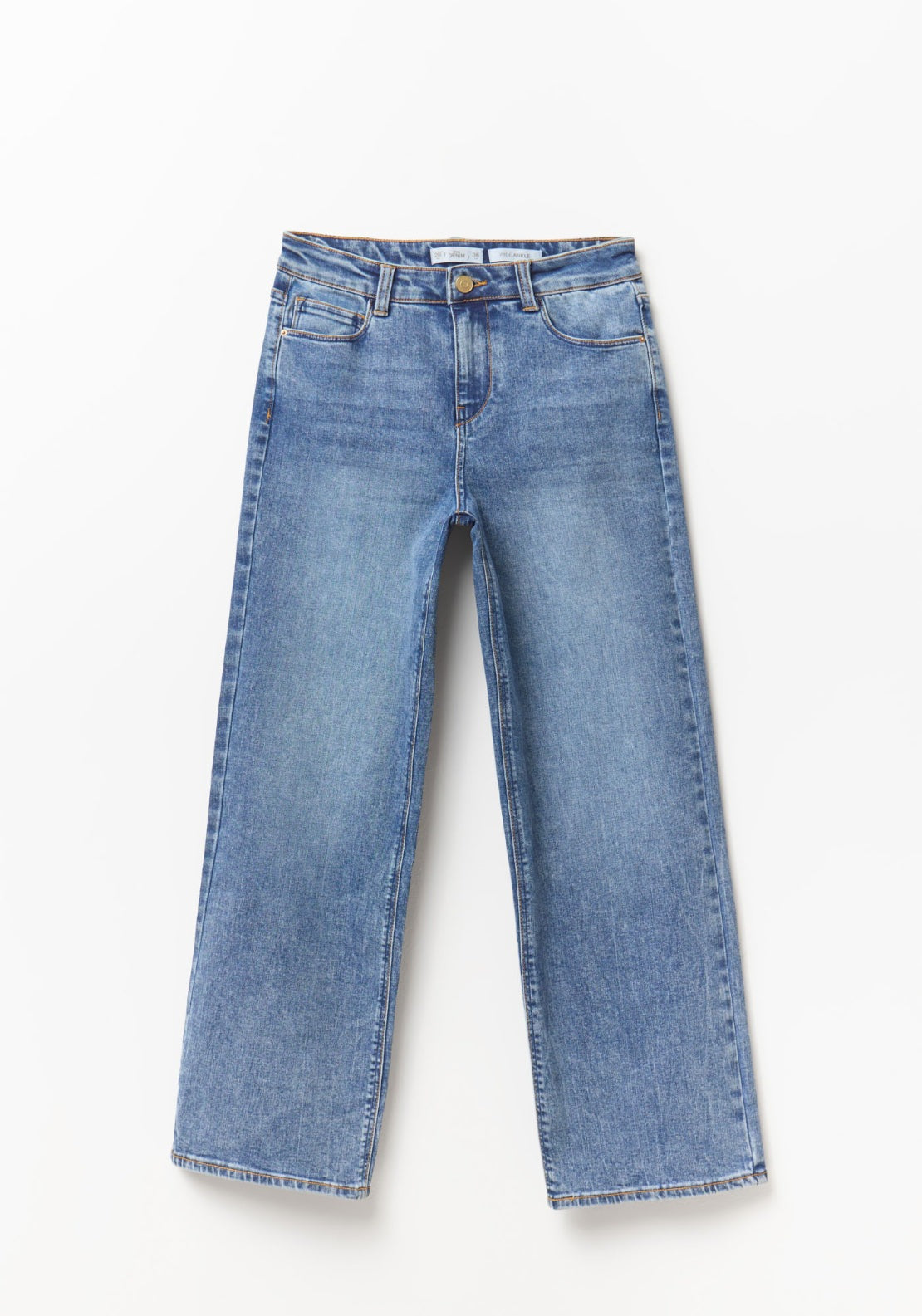 Wide Leg Ankle Jeans - Denim